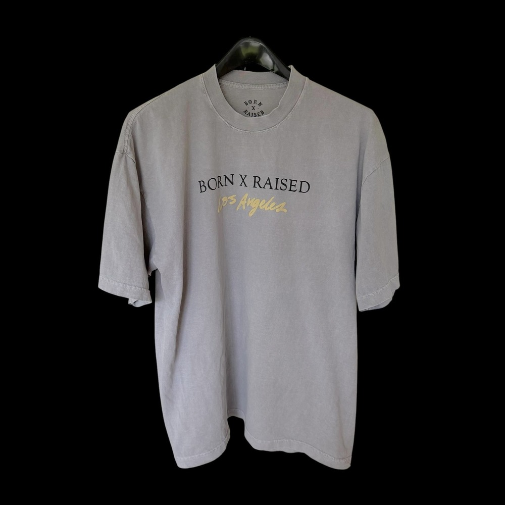 Born X Raised Los Angeles T-Shirt Mens XL Grey Washed Cotton Tee